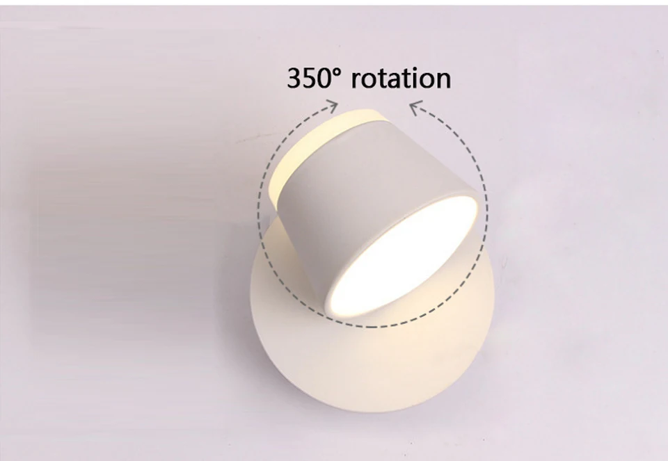 Светодиодный настенный светильник для спальни прикроватное настенное бра для ванной комнаты Белый настенный светильник современное освещение для отеля 8W 16W 360 Вращение