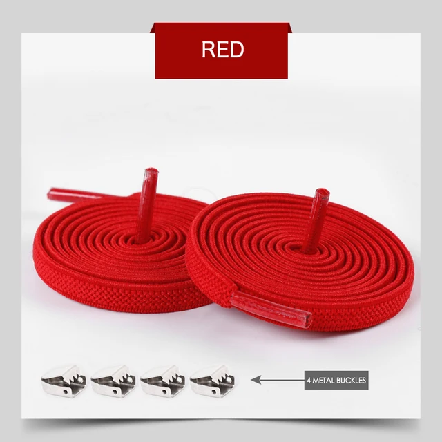 Elastic Shoelaces No Tie Shoe laces Outdoor Leisure Sneakers Quick Safety Flat Shoe lace Kids And Adult Unisex Lazy laces 1 Pair Red
