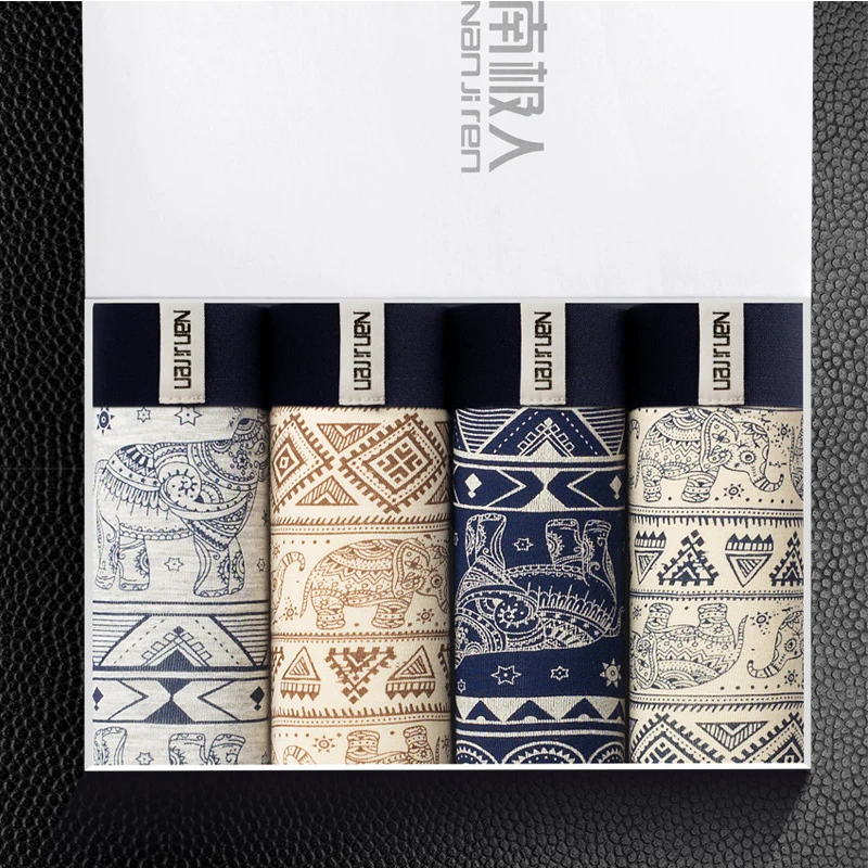 Color10 J-BOX, 4 шт./лот, мужское нижнее белье, боксеры, мужские, сексуальные, хлопок размера плюс, белье, дышащие трусы для мужчин, для полных парней, боксеры, трусы - Цвет: Color10