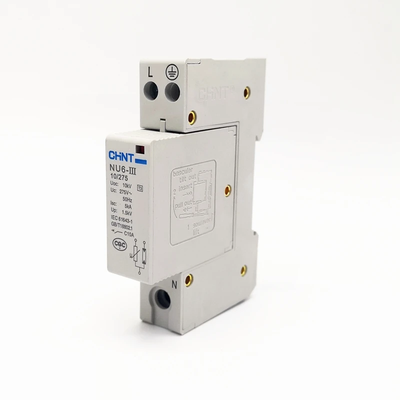 CHINT NU6-III 1P+ N ограничитель перенапряжения 10KV 275V низковольтный ограничитель перенапряжения