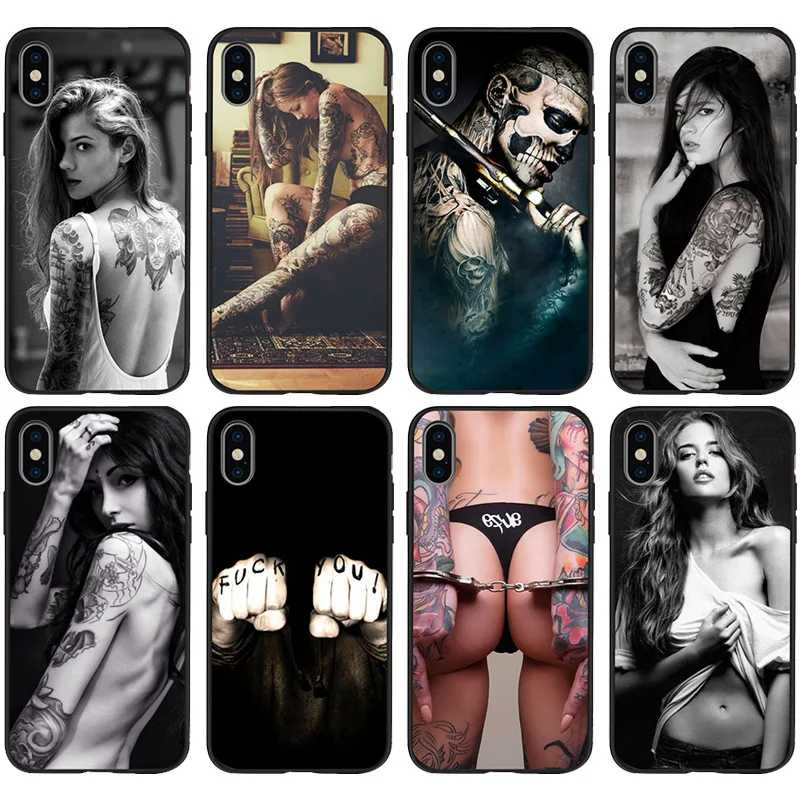 For iPhone 11 case Sexy tattoo girl muscle man phone cover Fundas 7 6 6s 8 Plus 5 5S SE xr x xs max Coque |