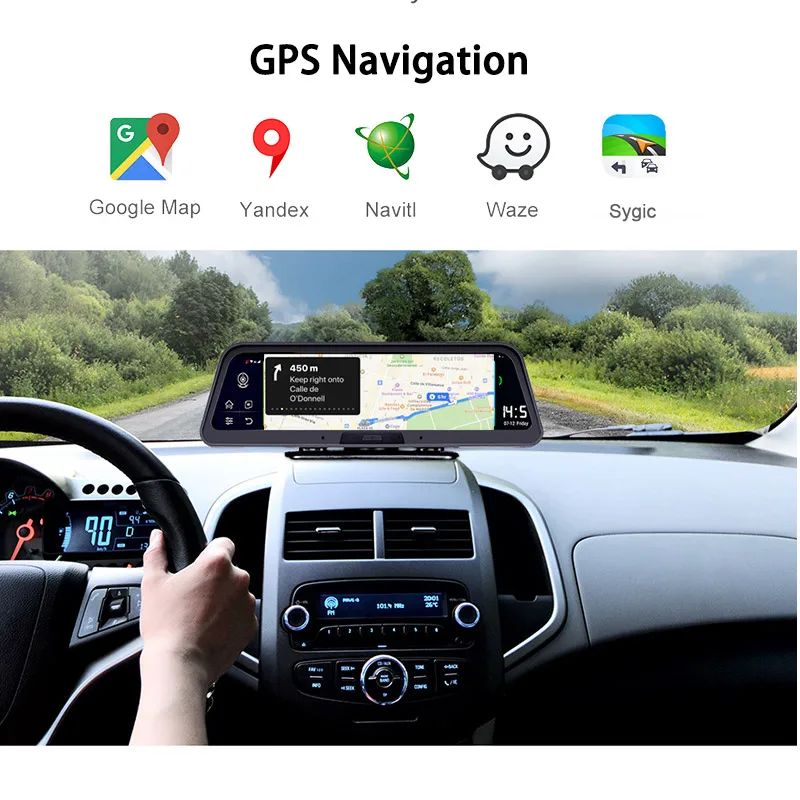 4G Автомобильная камера GPS 10 &quotAndroid 8 1 Автомобильный видеорегистратор зеркало