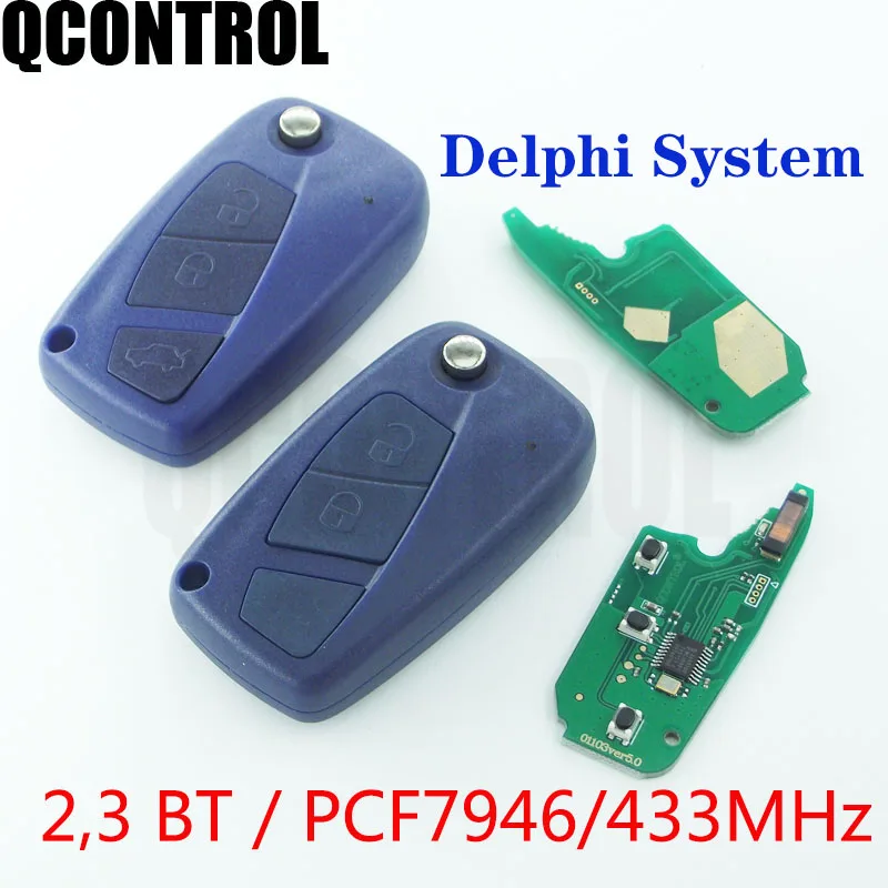 QCONTROL Transponder Chip Flip Remote Control Auto Key For Fiat 500 Fiorino Qubo Panda Idea Punto Stilo Ducato Delphi System | Автомобили