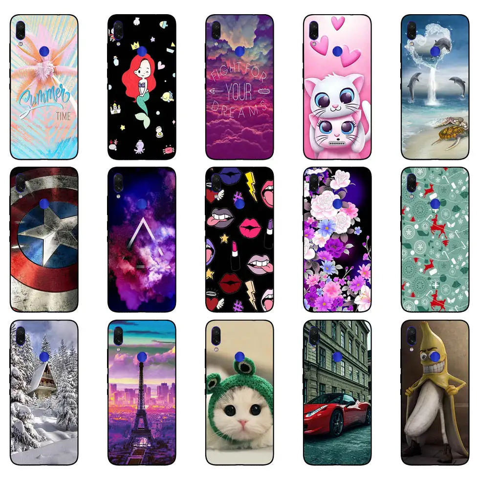 Untuk Xiaomi Redmi Note 7 Hitam Case Silikon Lembut Funda untuk Xiaomi Redmi Catatan 7 Hitam TPU Case Pelindung 6.3 