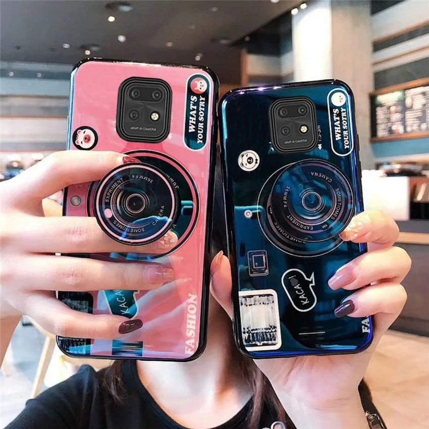 3D Camera Blue Light Phone Case For Xiaomi Redmi Note 9 Pro Max 9S 10X 5G 8T 8 8A 7 7A Silicon Soft With Holder | Мобильные телефоны