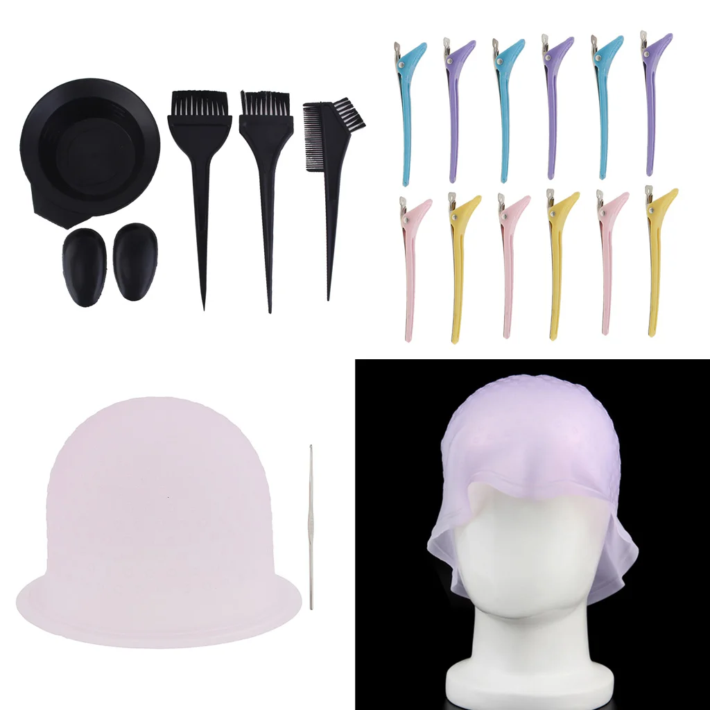 Coloring Brush Comb Mixing Bowl Cap Ear Cover Alligator Clips Clamps Tools