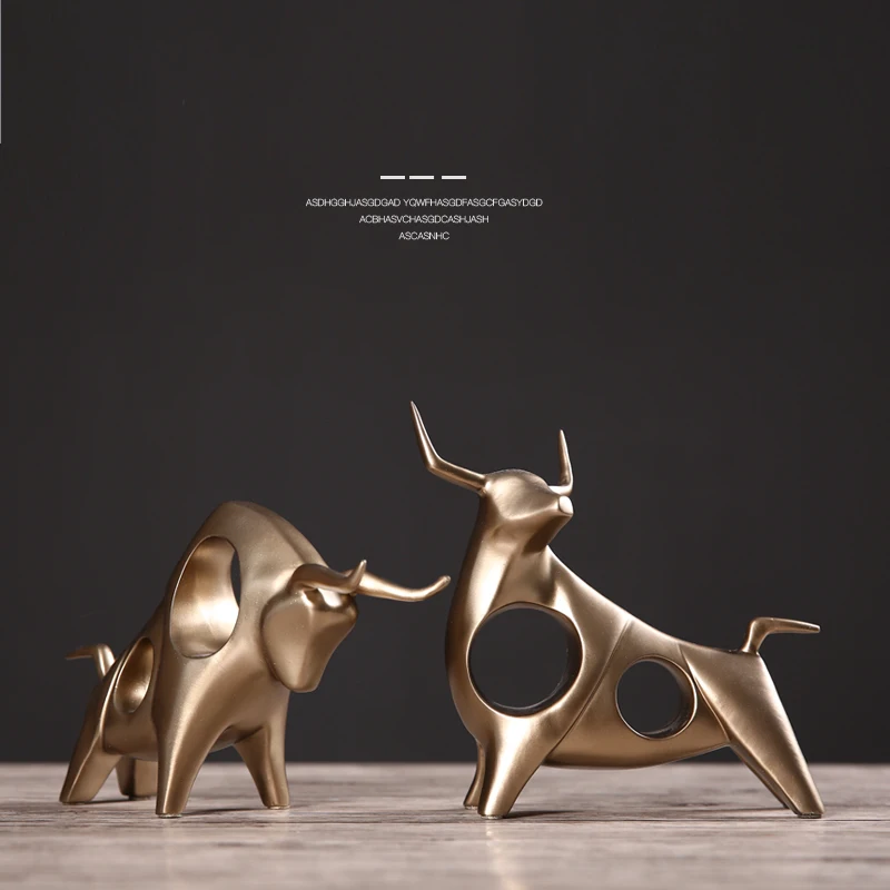 

OUSSIRRO Creative Crafts Resin Cow Bull Home Decor Cattle Animal Figurines Feng Shui Decoration W3412