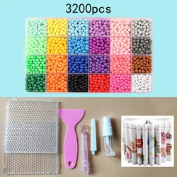 36-Color Creative DIY Water Spray Bead Set for Kids - 3D Puzzle and Craft Magic Kit (3200pcs set  A)