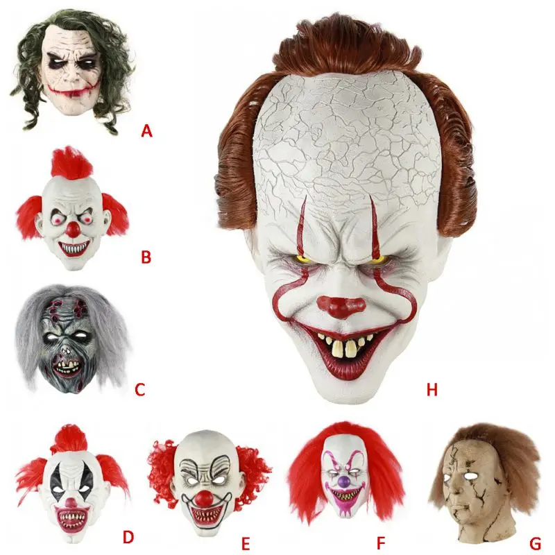 Halloween Latex Horror Sorcerer Clown Mask Full Face Adult For Masquerade Party Escape Dress Up | Дом и сад