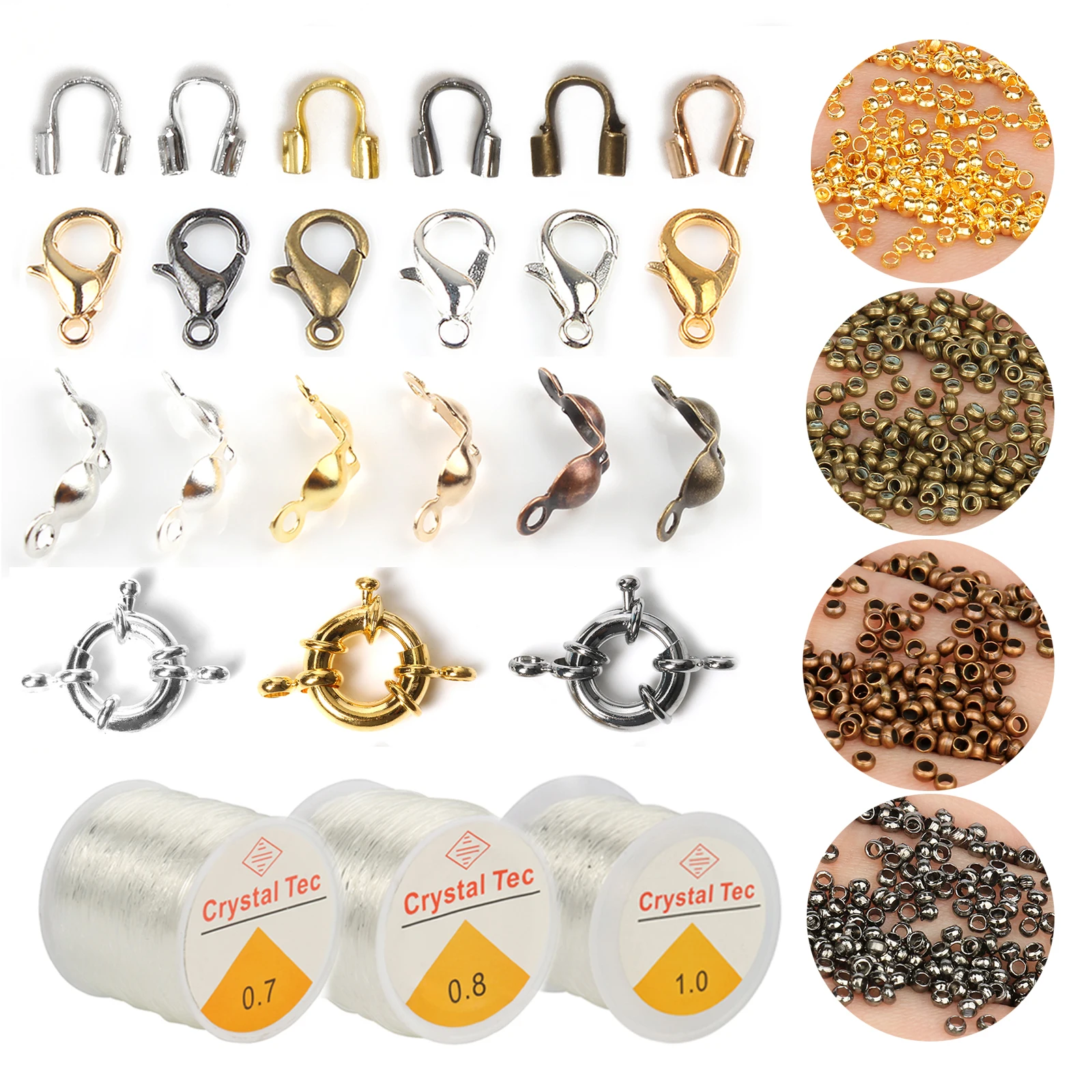 Strong Plastic Crystal Elastic Line Wire Protectors Lobster Clasp Crimp Beads Calotte Connector Sailor Clasps For Jewelry Making | Украшения