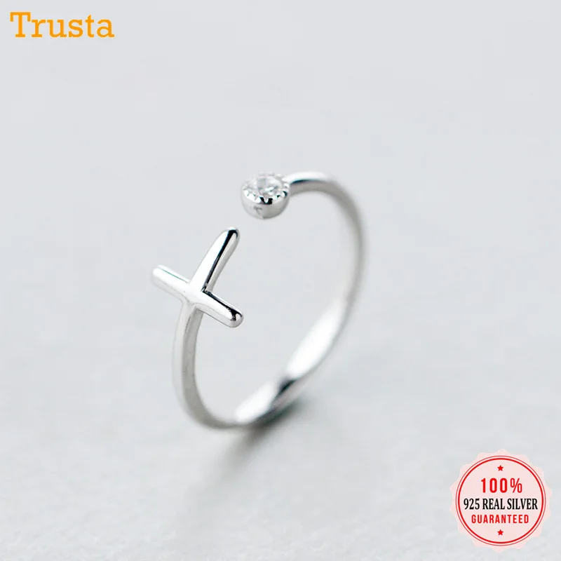 

Trustdavis 100% 925 Solid Real Sterling Silver Cross CZ Opening Rings Size 6 7 8 Wonderful Gift For Girls Teen Lady's DA132