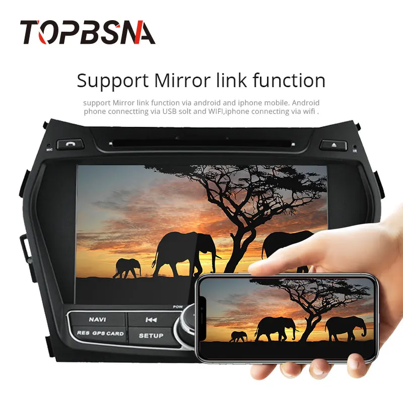 Flash Deal TOPBSNA Android 9.0 Car DVD player For Hyundai IX45/Santa fe 2013 2014 WIFI Multimedia GPS Stereo 2 Din Car Radio automotive RDS 3