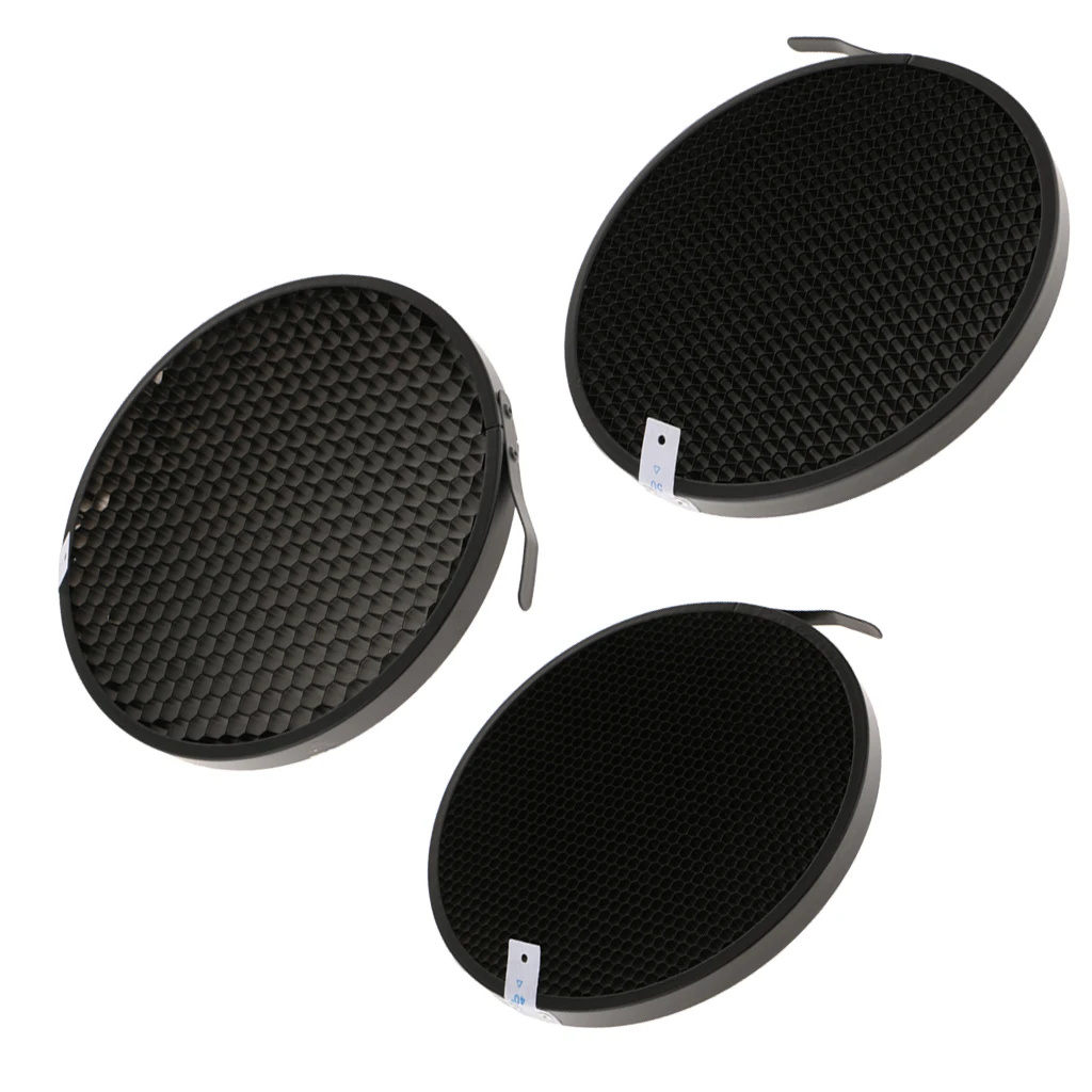3Pack Aluminum 60° 50° 40° Eggcrate Honeycomb Grid Mesh for 7inch Standard Reflector Diffuser Lamp Shade