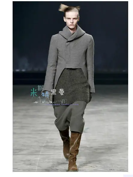 27-46 2020 New men's clothing Hair Stylist GD Fashion Woolen low crotch cross trousers trimming harem pants plus size costumes 2 | Мужская