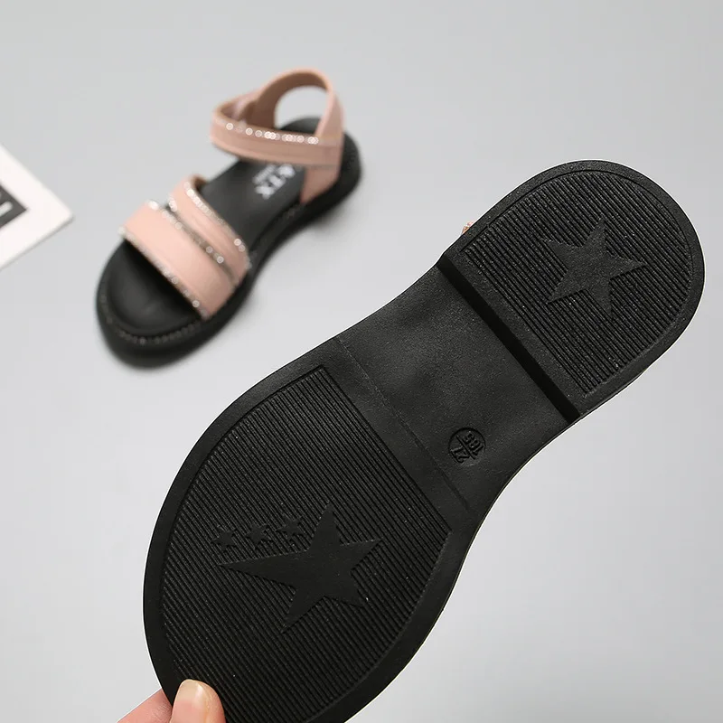 

CHILDREN'S Shoes 2019 Summer New Style GIRL'S Sandals Students Man-made Diamond Simple Casual Shoes Soft Bottom Anti-slip Prince