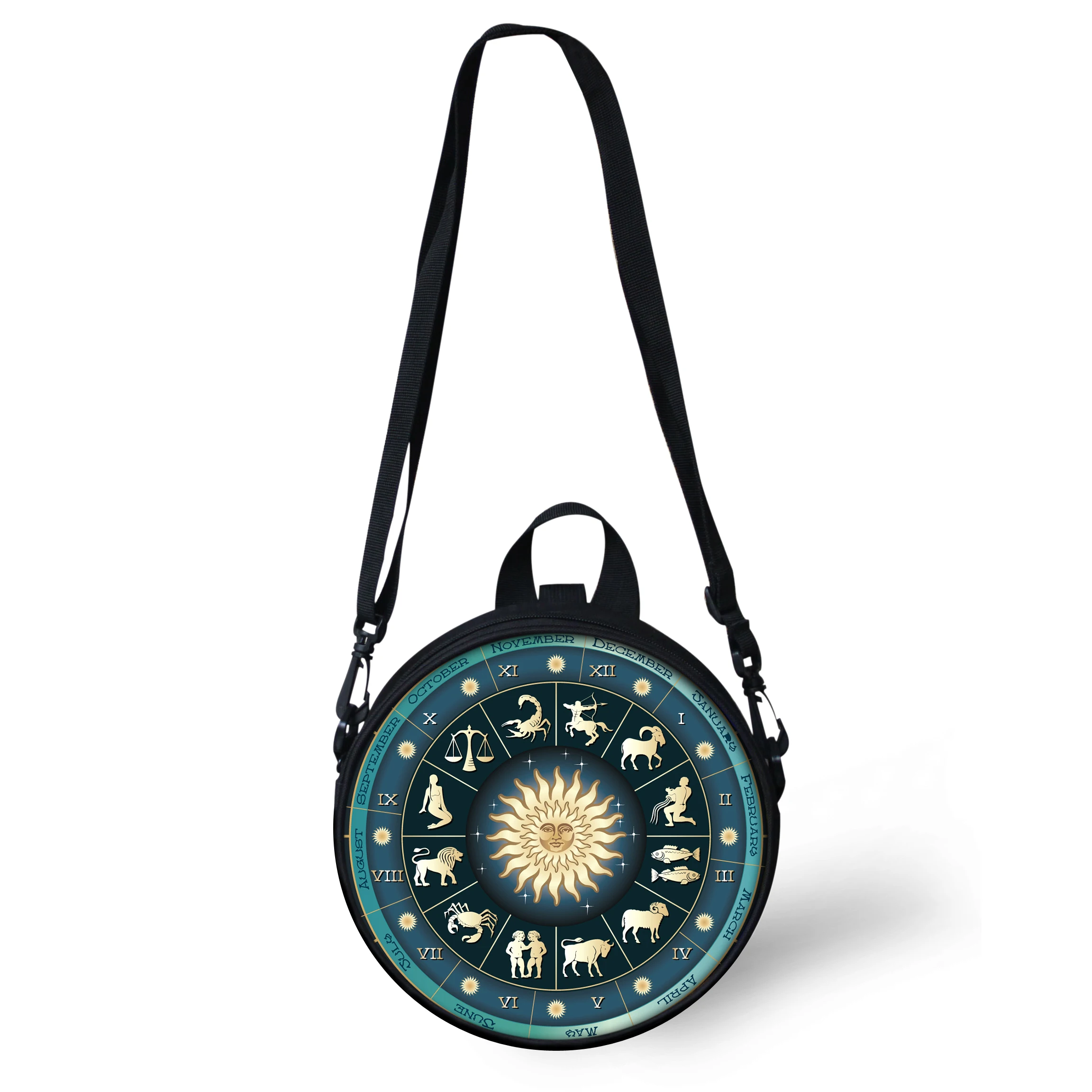 

Gothic 12 Constellations Bag Mini Girl Boy Round Bag Women Black Shoulder Sac Circle Crossbody Wholesale Dropshiping
