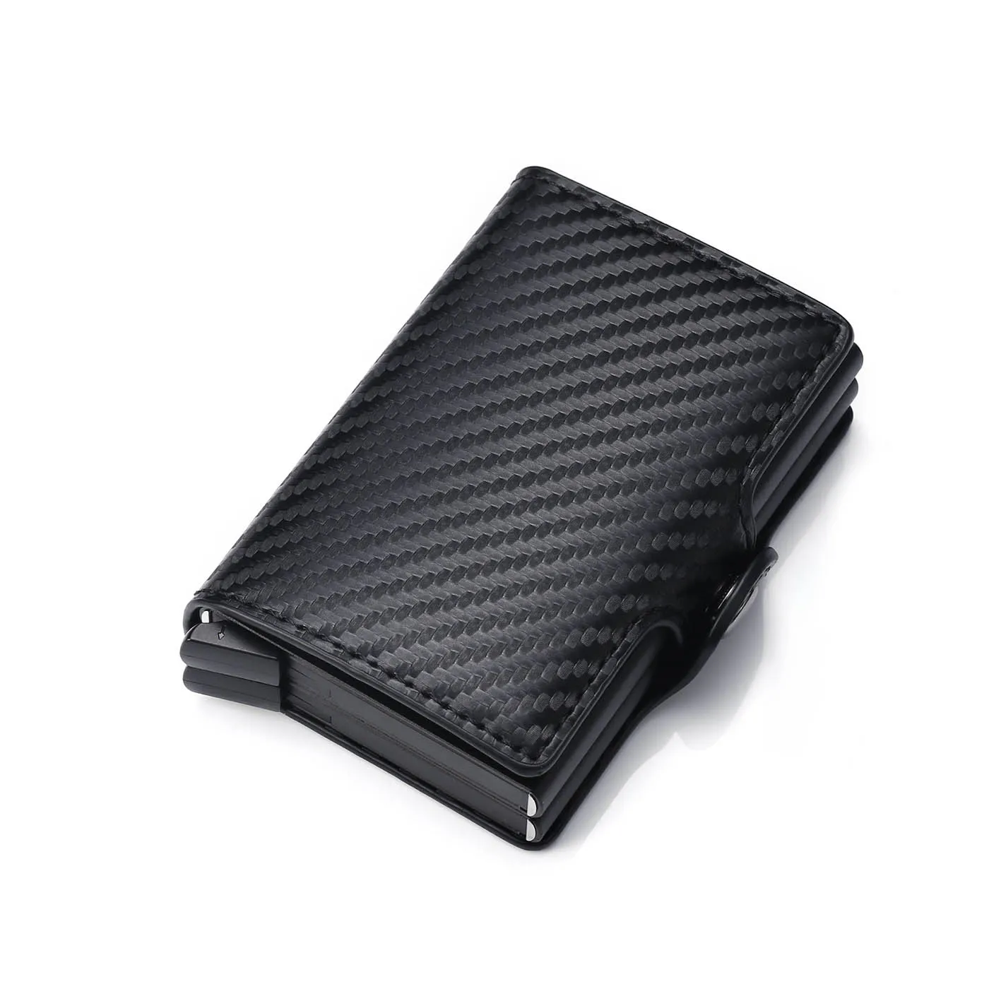 carbon fiber black RFID Бумажник для карт чехол ID металлические держатели для кредитных карт с RFID винтажный бизнес двойной алюминиевый кошелек для кредитных карт - Цвет: carbon fiber black