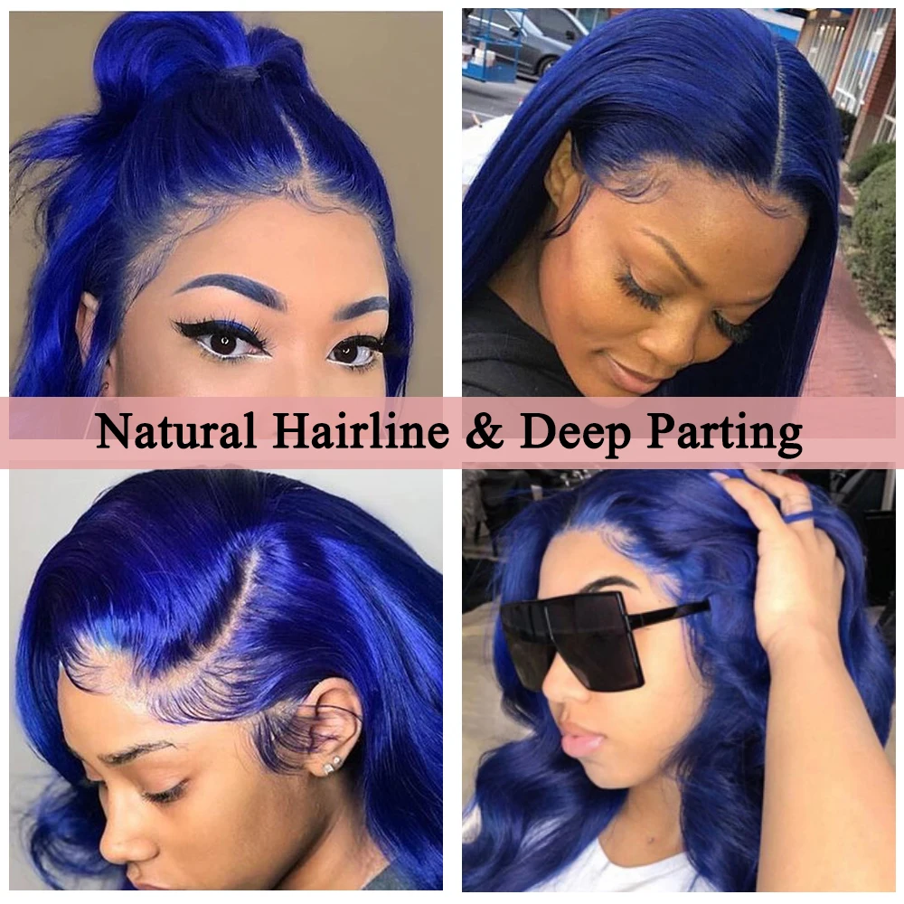 Синий 13x6 Синтетические волосы на кружеве парик прямые Цветной парики из натуральных волос на кружевной 99J 150 плотность прозрачный кружевной парик бразильский Dolago цветной парик