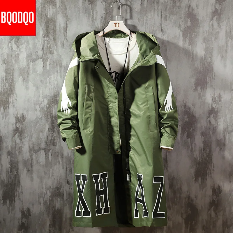5XL Autumn Hooded Windbreaker Jackets Men Fashion Harujuku Casual Black Mens Jacket Hiphop Streetwear Long Trench Coat PLUS SIZE 5XL Autumn Hooded Windbreaker Jackets Men Fashion Harujuku Casual Black Mens Jacket Hiphop Streetwear Long Trench Coat PLUS SIZE