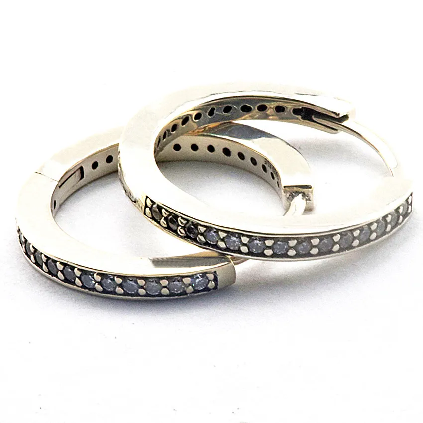 

Original Sterling Silver 925 Signature Eternity Hoop Earrings with Clear CZ Fashion Earring For Women Jewelry