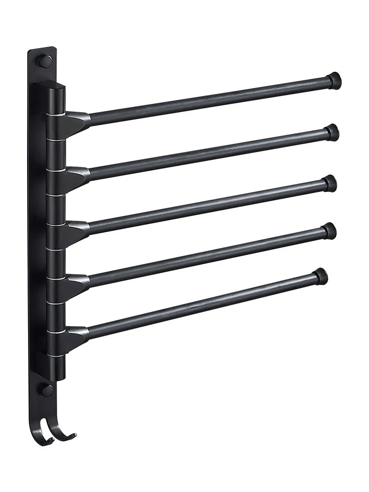 

Hole-Punched Alumimum Rotating Towel Rack Towel Hanging Rod Bathroom Towel Rack Toilet Black And White with Pattern Towel Bar