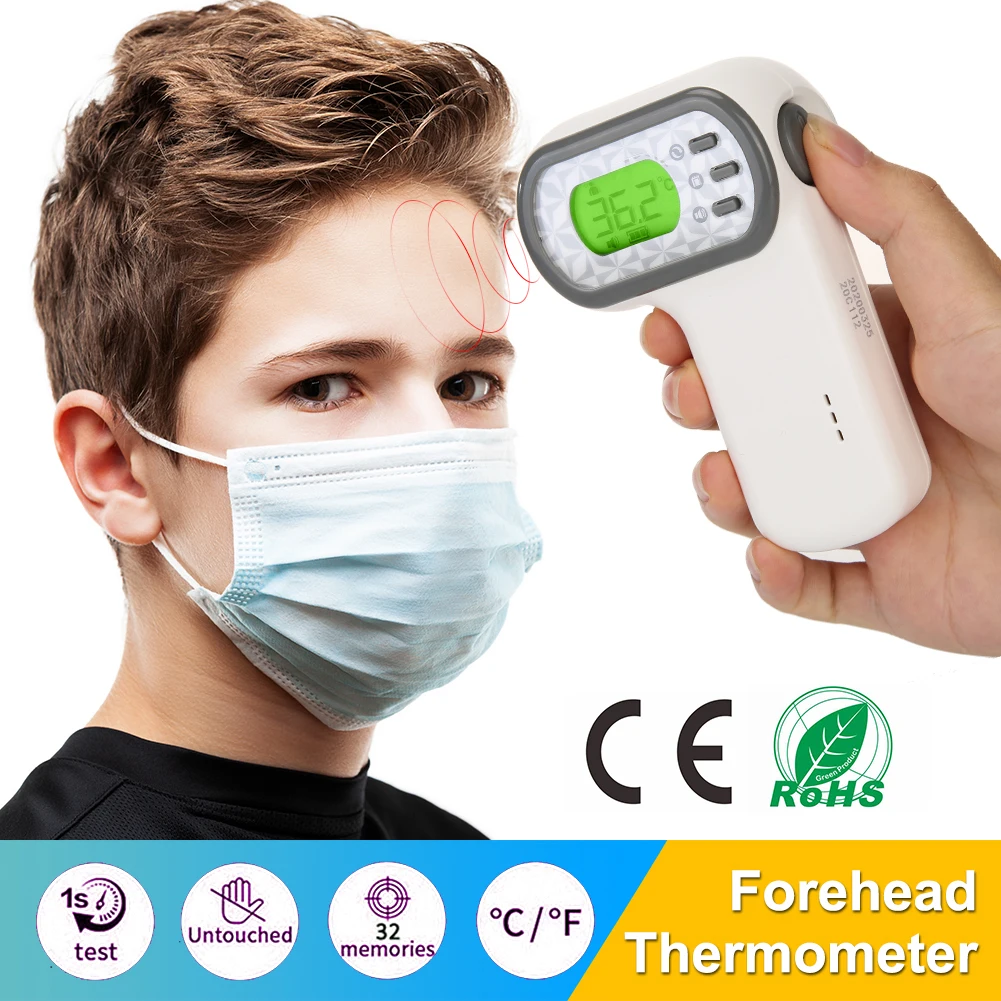 

Handheld Infrared Digital Forehead Thermometer Non-contact LCD Baby Adults Body Ear Temperature Meter Measurement Device CE ROHS