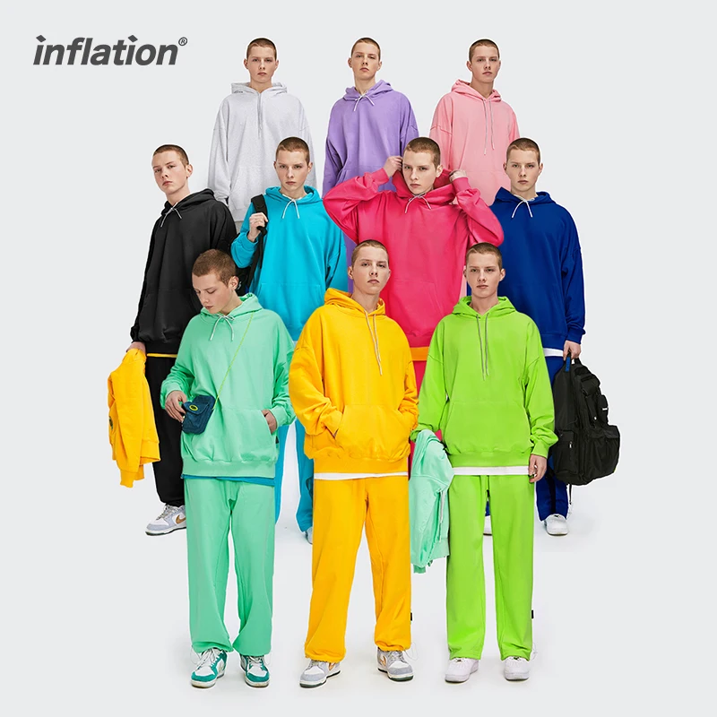 Sportswear Set Blank Tracksuit Men Oversized Comfy INFLATION Unisex Hoodies Thin Multiple-Colors