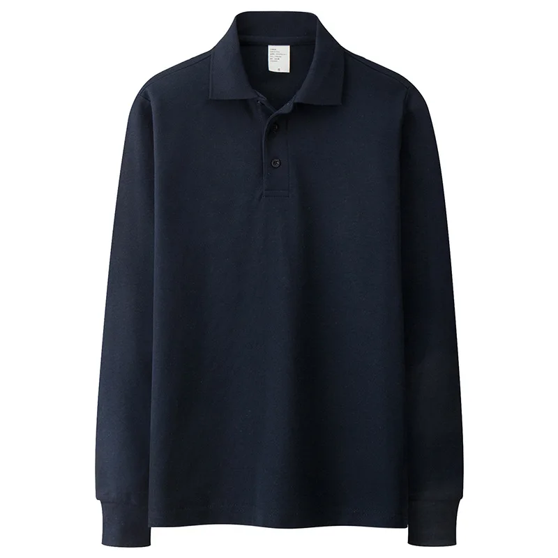 Dark Blue Мужская спортивная рубашка с длинным рукавом, одноцветная футболка с отложным воротником, повседневные топы на пуговицах TT@ 88 - Цвет: Dark Blue