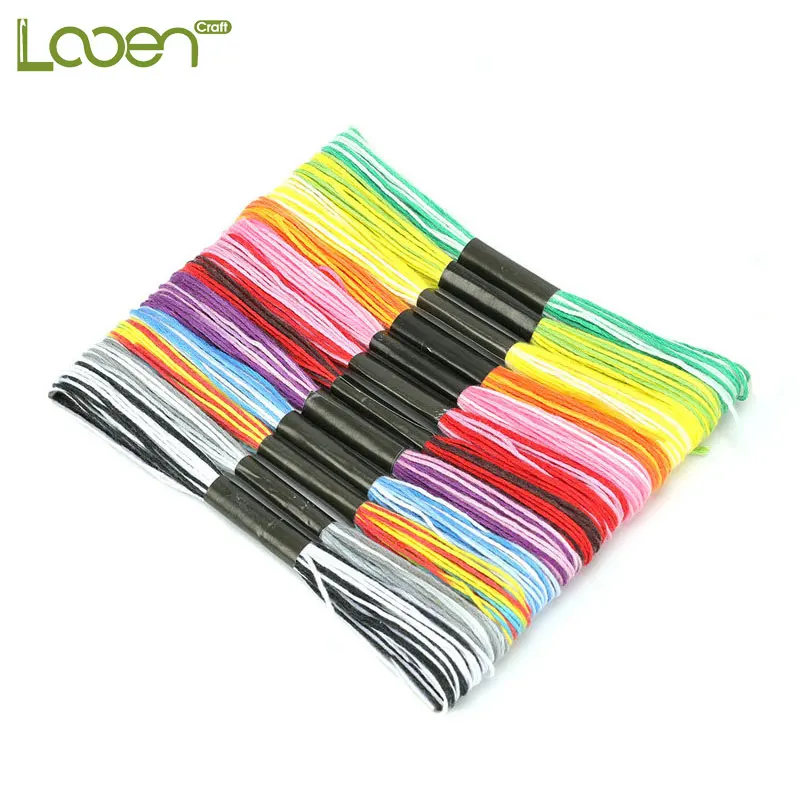 12 Pcs/lot Cross Stitch Embroidery Floss Dyeing Line Threads DIY Weave Bracelet String Sewing Threads MultiColor Embroidery