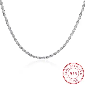 

4mm Twisted Chain 925 Sterling Silver Necklace Pendant For Women Men Vintage Jewelry Hot Sale