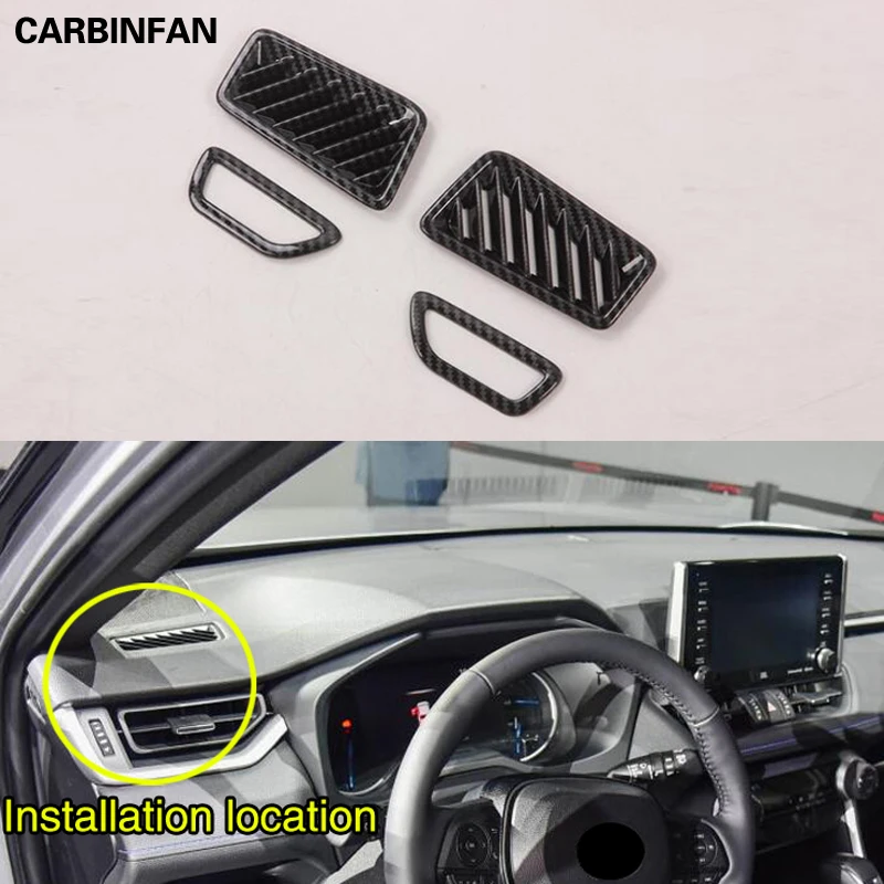 ABS Front Upper Air Condition Outlet Vent Decoration Frame Cover Trims Carbon Fiber Fit For TOYOTA RAV4 RAV 4 2019 2020 | Автомобили и