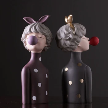 

Modern Resin Bubble Girl Statue Decoration Home Livingroom Desktop Figurines Oranments Hotel Office Table Sculpture Crafts Art