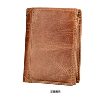 100% Genuine Carteiras Masculinas Cowhide Leather Men Short Wallet Purse Card Holder Coin Pocket Male Wallets FREE shipping Wallets