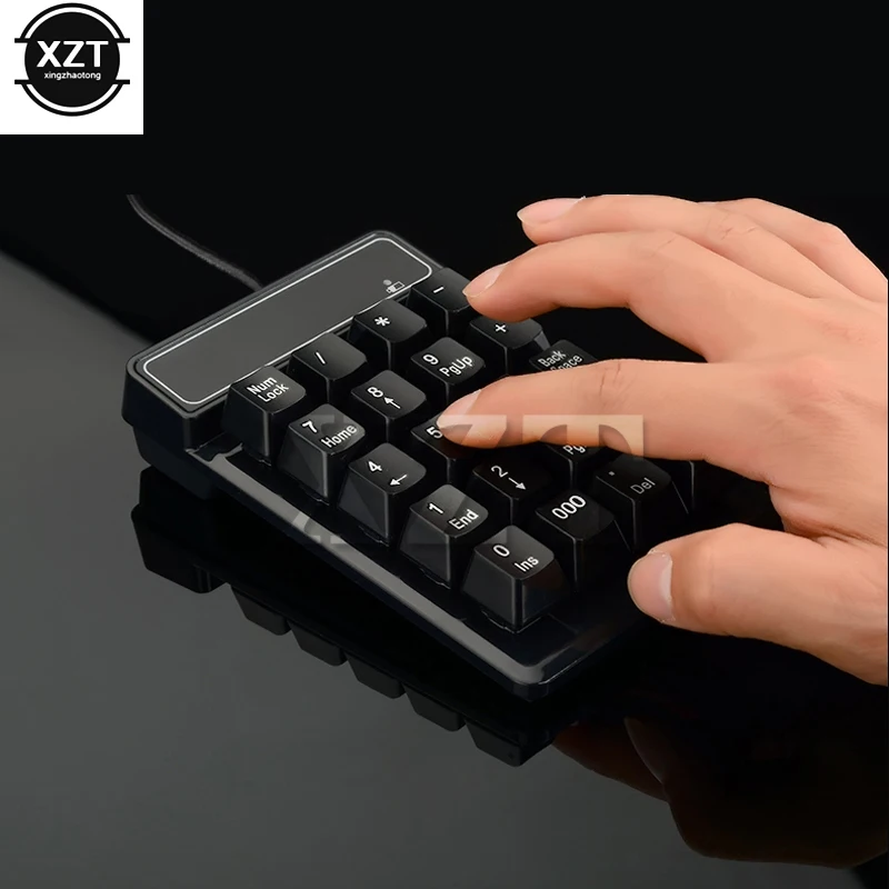 

19 Keys USB Mechanical feel Wire numeric keypad Keyboard Mini number keycaps Numpad Keyboard for Laptop Desktop PC Computer notebook