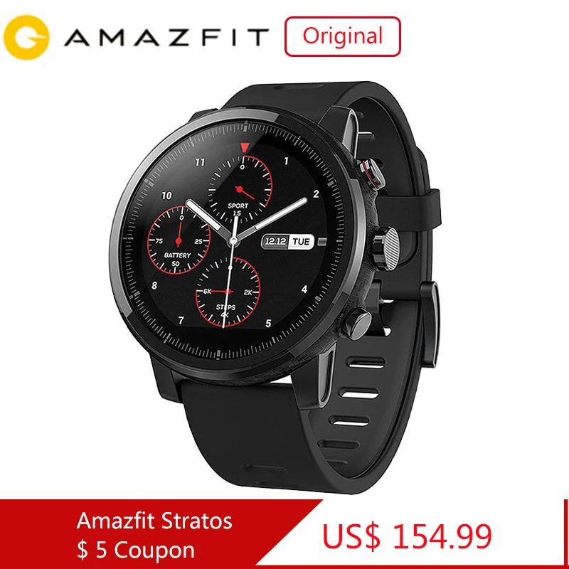 

Original Global Version Amazfit Stratos 2 Smart Watch Sport GPS 5ATM Water 2.5D GPS Firstbeat Swimming Smartwatch