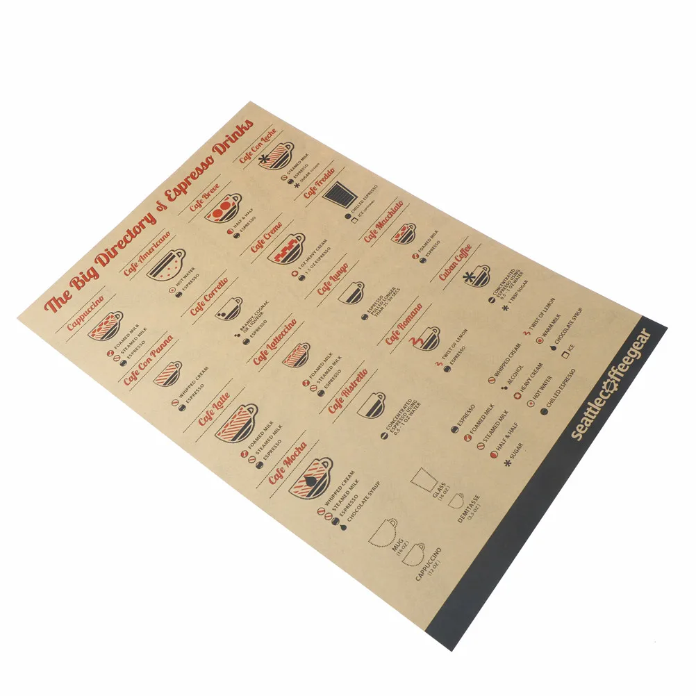 New 1PCS 51.5X36cm Simple Coffee Flavor Diagram Wall Sticker Vintage Poster Kraft Paper Coffee Shop Decorative Painting