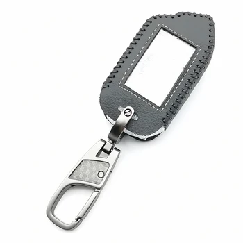 

Leather Key Case Keychain Cover For Sher-khan Mobicar A Mobicar B Safety In Two Senses Car Alarm System Russian Version Fob