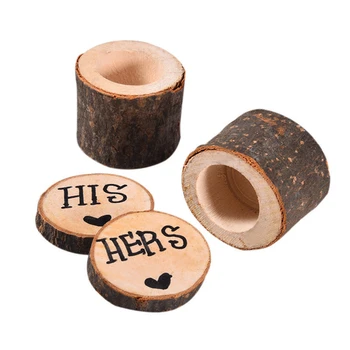 

1 Pair Decoration His Hers Wedding Set Wooden Ring Box Shabby Case Storage Countryside