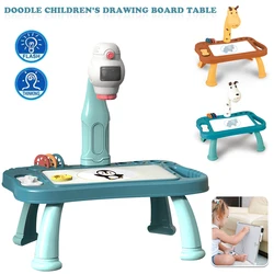 Desenho de mesa projetor crianças led projetor desenho placa crianças pintura mesa aprendizagem escrita tablet para menino menina brinquedos