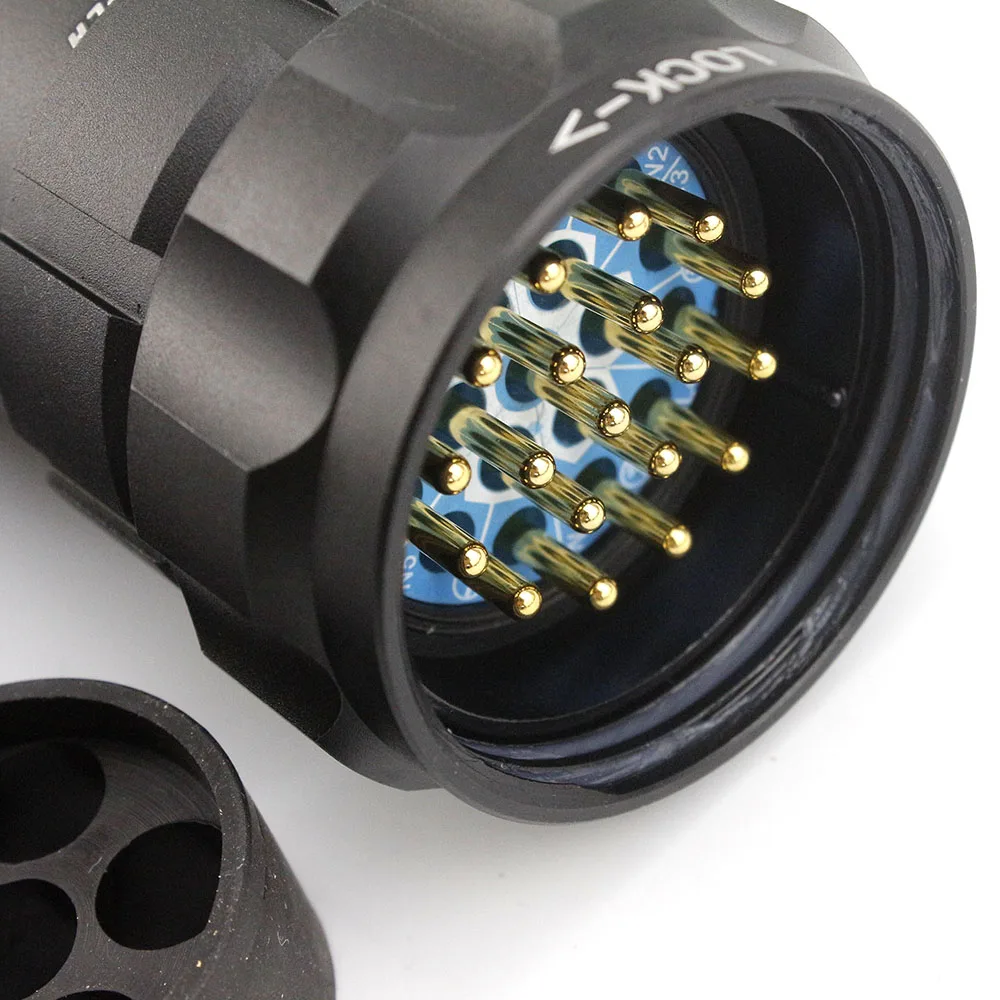 Socapex 19핀 수/암 커넥터 M40 19-28mm 케이블 글랜드 금도금 황동 핀(사전 설치됨)