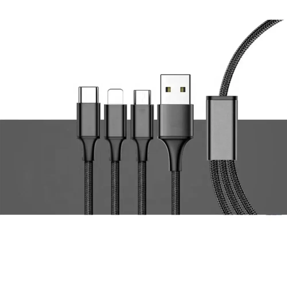 Black 3 в 1 мульти кабель зарядного устройства микро-usb type C кабель быстрой зарядки для iPhone 6S 7 8 XR XS Max 11 Xiaomi Redmi Pro samsung S9 S10 - Цвет: Black