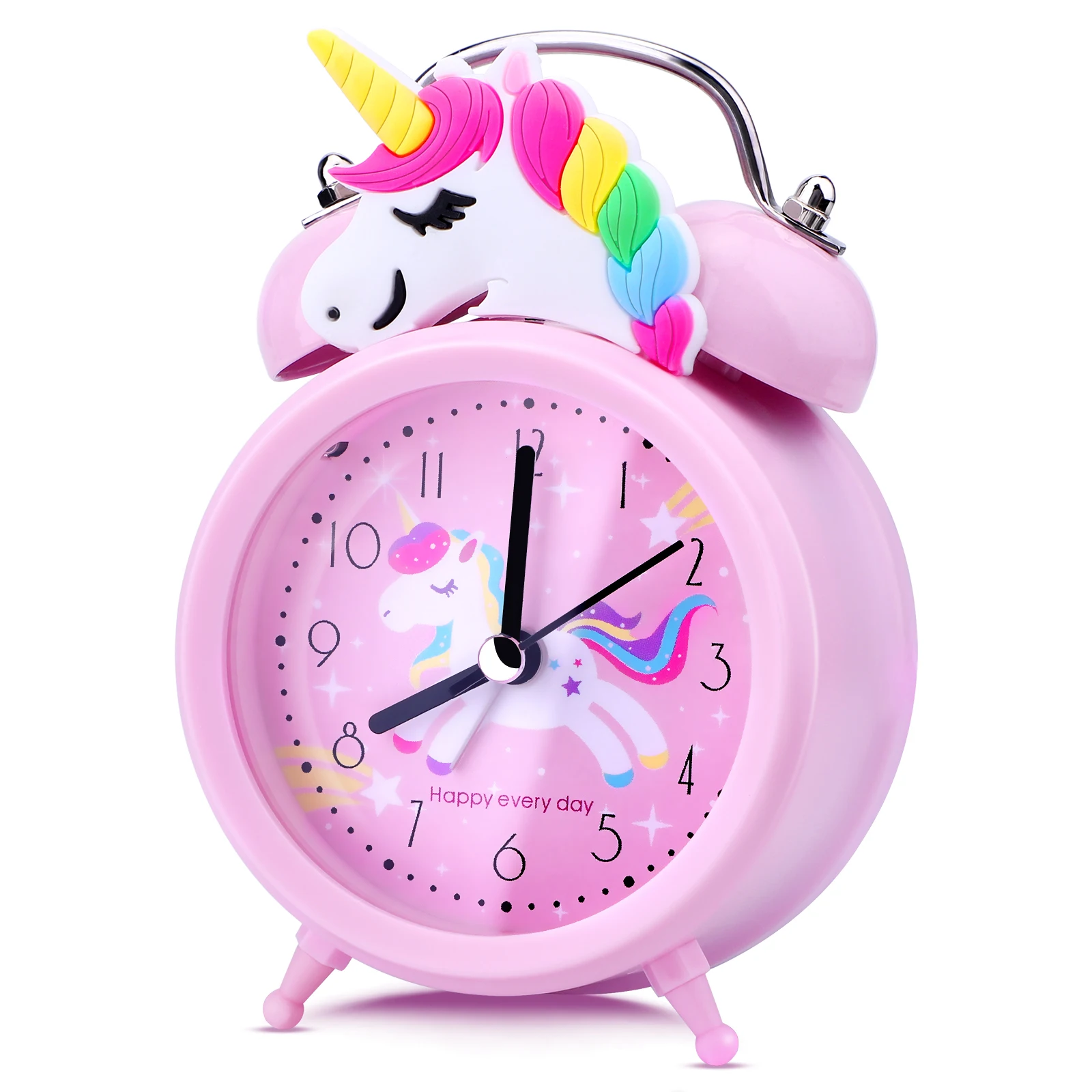despertador de unicornio para infantil, con doble campana , con retroiluminación, bonito Reloj de escritorio, decoración del hogar, despertador infantil regalos