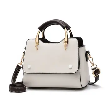 

Women PU Leather Shoulder Bags Stitching Color Waterproof Rivet Handbag Travel A69C