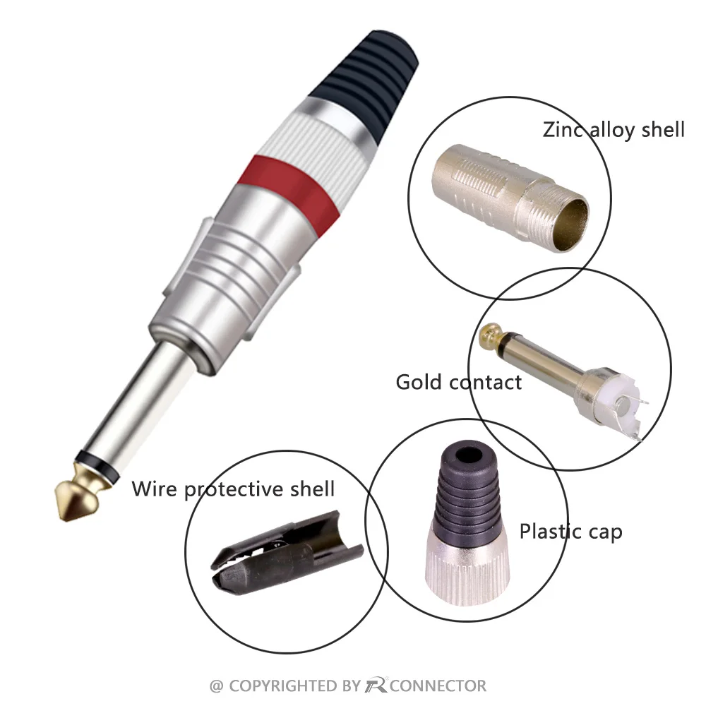 Audio Jack Connector 10PCS MONO/Stereo Jack 6.35mm Wire Connectors Audio Speaker 6.35mm Amplifier Microphone TS TRS Plug Nickel Plated wire connector terminals wire connector electrical connectors electrical connector power jack connector speaker terminal connector cable connector audio jack adapter audio jack socket audio av adapter