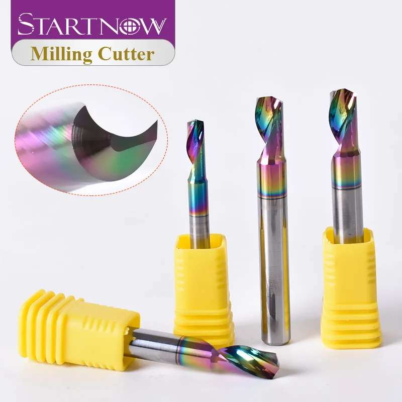 Startnow 5 개/몫 알루미늄 한 플루트 나선형 비트 엔드 밀 조각 CNC 라우터 조각 비트에 대 한 DLC 코팅 밀링 커터