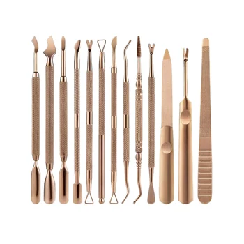 

1 Set 13 Style Retro Bronze Nail Cuticle Pusher Cleaning Dead Skin Cut Gel Polish Remover Steel Manicure Care Tool