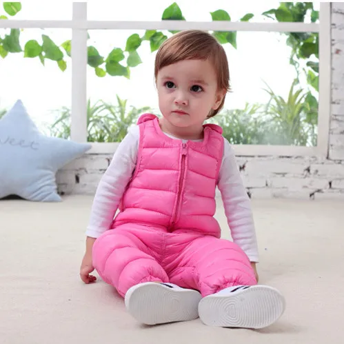 Детские зимние теплые брюки с нагрудником комбинезоны хлопковая одежда для малышей детские штаны для маленьких мальчиков и девочек, От 1 до 5 лет одежда Clj393 - Цвет: pink