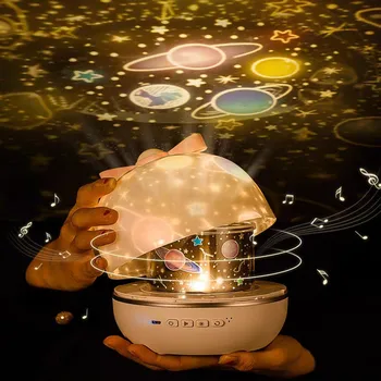 

Deer Projector Night Light With BT Speaker Chargeable Starry Sky Star Rotate LED Lamp Colorful Flashing Star Kids Baby Gift