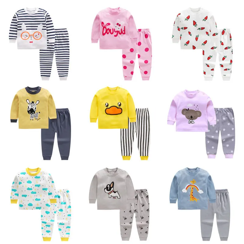 Cartoon Kids Pajamas Sets Cotton Boys Sleepwear Suit Autumn Spring Girls Pajamas Long Sleeve Tops+Pants 2pcs Children Clothing