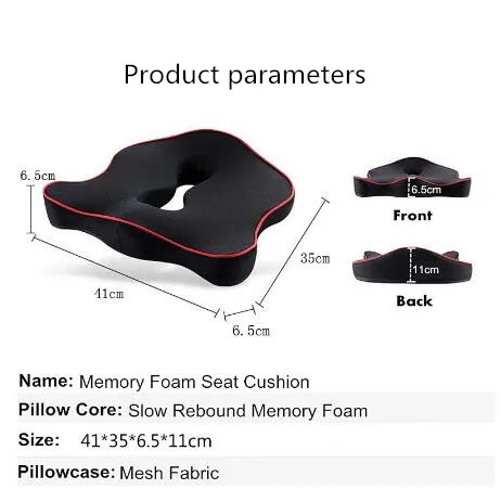 Премиум подушка для сиденья из пены с эффектом памяти, Ортопедическая подушка для автомобиля, офисного кресла, подушка для задней кости, шиатика, облегчение боли в пояснице